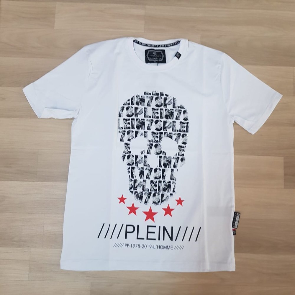Philipp Plein Skull Strass Paste White T-Shirt